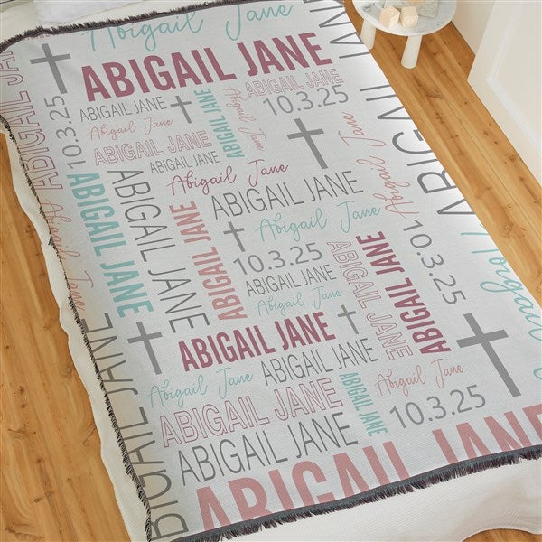 Baby Girl's Christening Day Personalized Baby Blankets - 23766