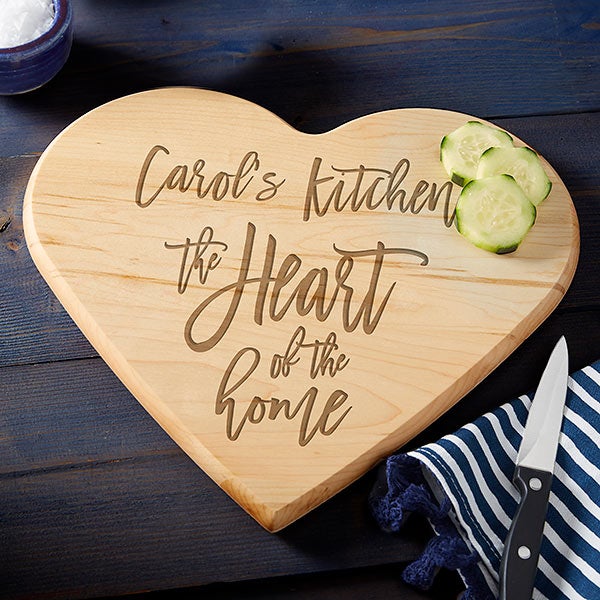 Personalized Heart Shaped Cutting Board - Heart of the Home - 23771