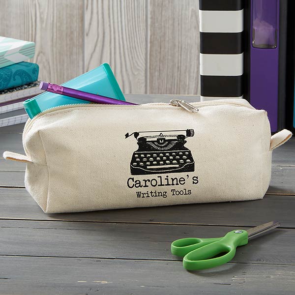 Personalized Canvas Pencil Case - Vintage Typewriter - 23776