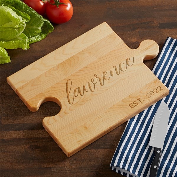 Personalized Puzzle Piece Cutting Board - Family Established - 23783
