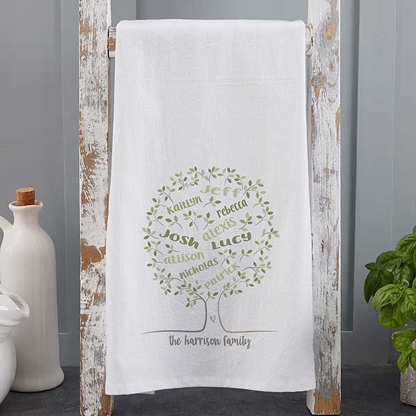 DIY Painted Tree Flour Sack Tea Towels - Sisters, What!