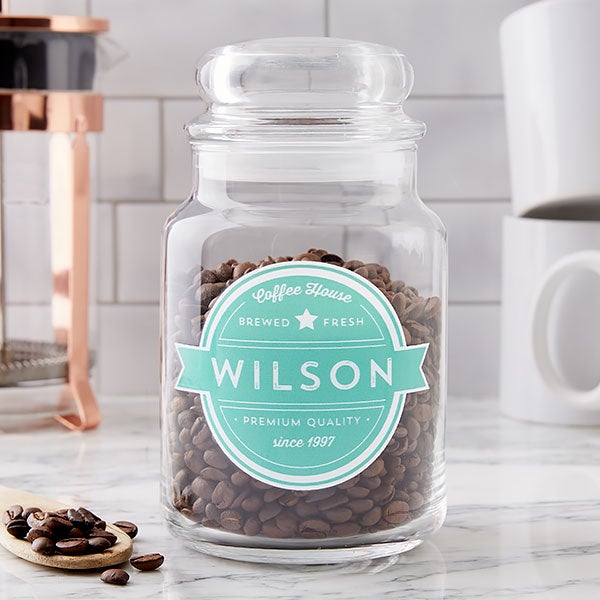 Coffee House Personalized Glass Storage Jar