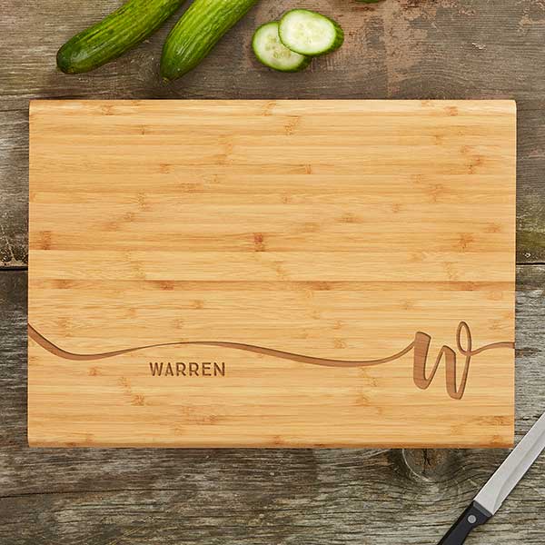 Script Initial Personalized Bamboo Cutting Boards