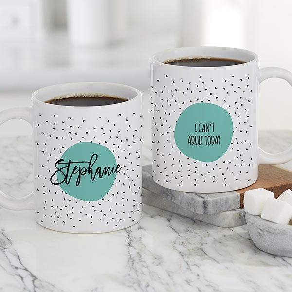 Modern Polka Dot Personalized Coffee Mugs