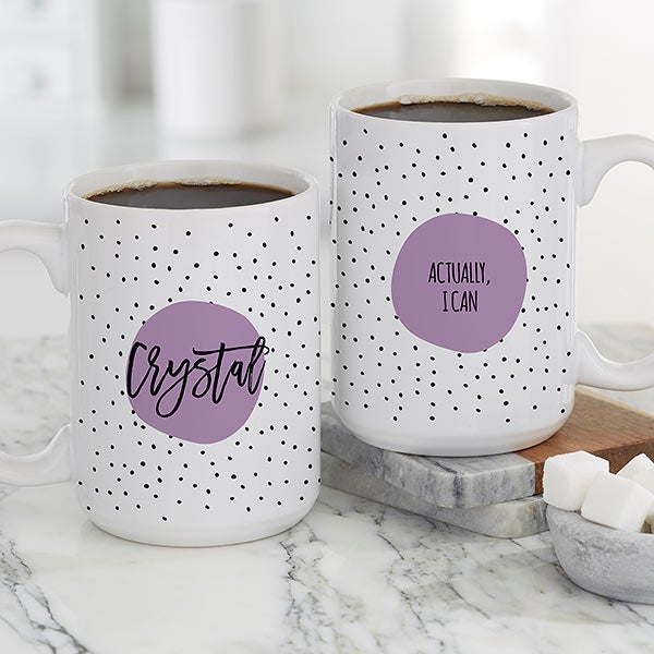 Modern Polka Dot Personalized Coffee Mugs