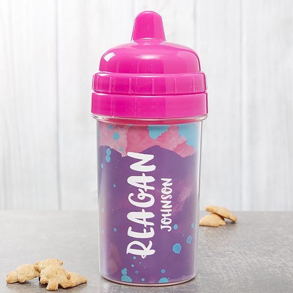 Personalized Sippy Cups - Watercolor Name - 23844