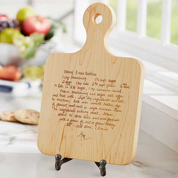 Housewarming Gift Personalized Writing Wood and Marble Cutting Board Handwritten Recipe Custom Charcuterie Board