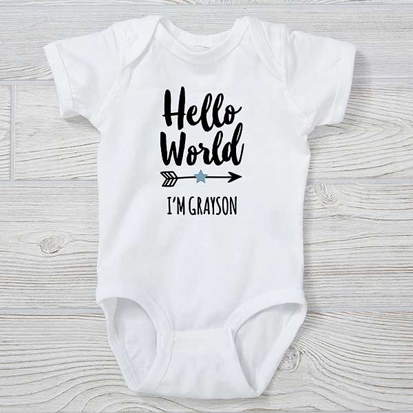 Hello World Baby Outfit Personalized Baby Clothing - 23931