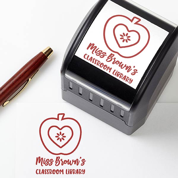 Teacher Apples Self-Inking Personalized Teacher Stamp - 23950