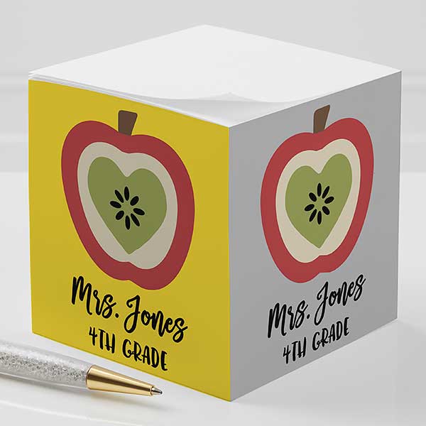 Teacher Icon Apples Personalized Paper Note Cube - 23953