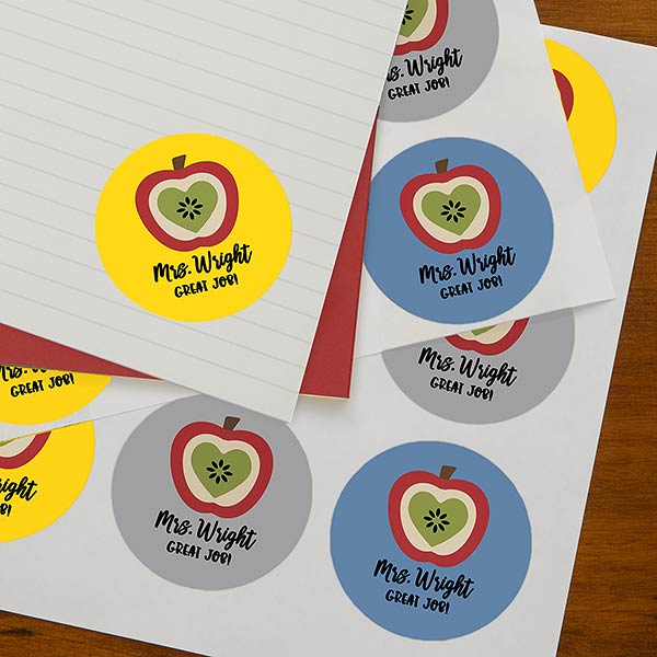 Teacher Icon Apples Personalized Stickers - 23954
