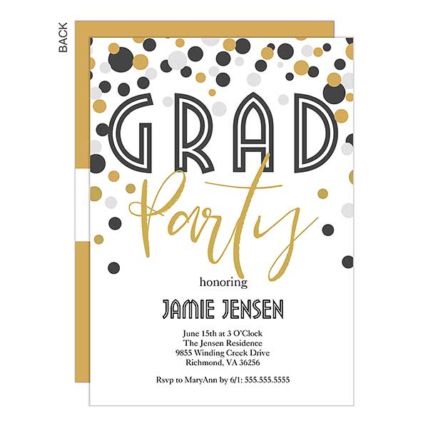 Personalized Graduation Party Invitations - Grad Polka Dots - 23963