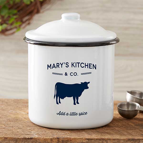 Farmhouse Kitchen Personalized Enamel Canisters - 24039