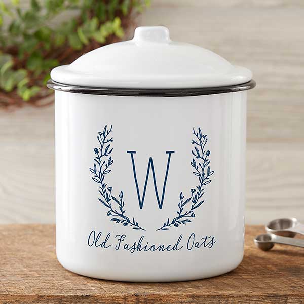 Farmhouse Floral Personalized Enamel Kitchen Canisters - 24040