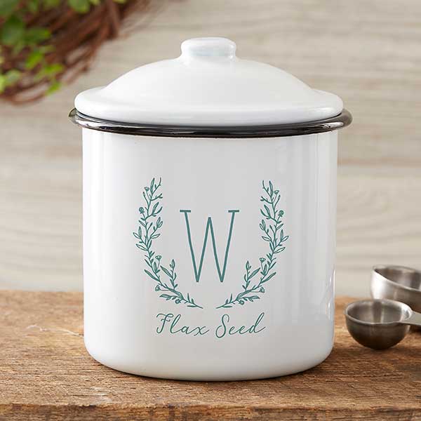 Farmhouse Floral Personalized Enamel Kitchen Canisters - 24040