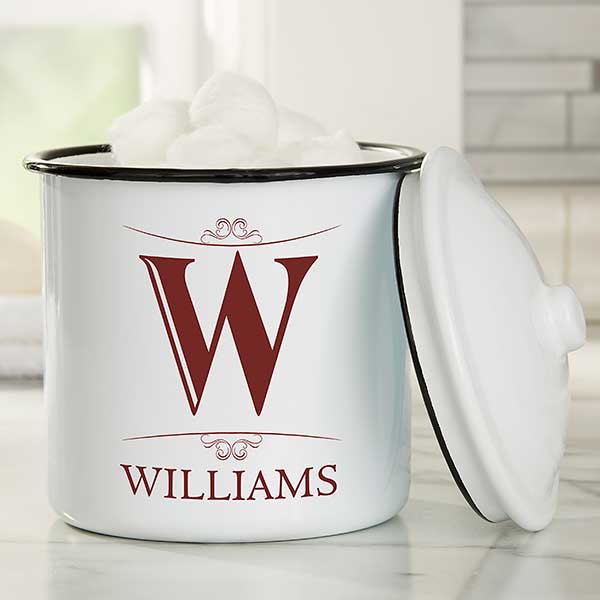 Elegant Monogram Personalized Bathroom Enamel Jars - 24041