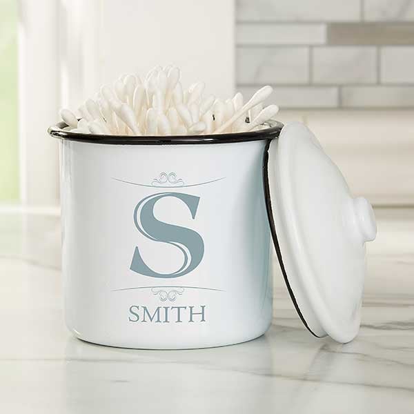 Elegant Monogram Personalized Bathroom Enamel Jars - 24041