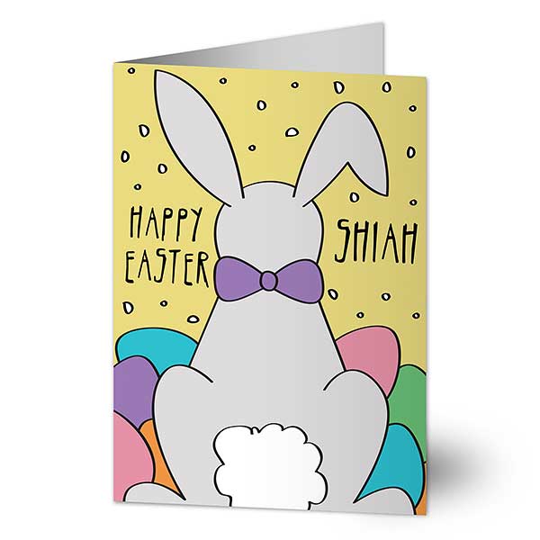 Happy Easter Bunny Tail Personalized Greeting Card - 24108