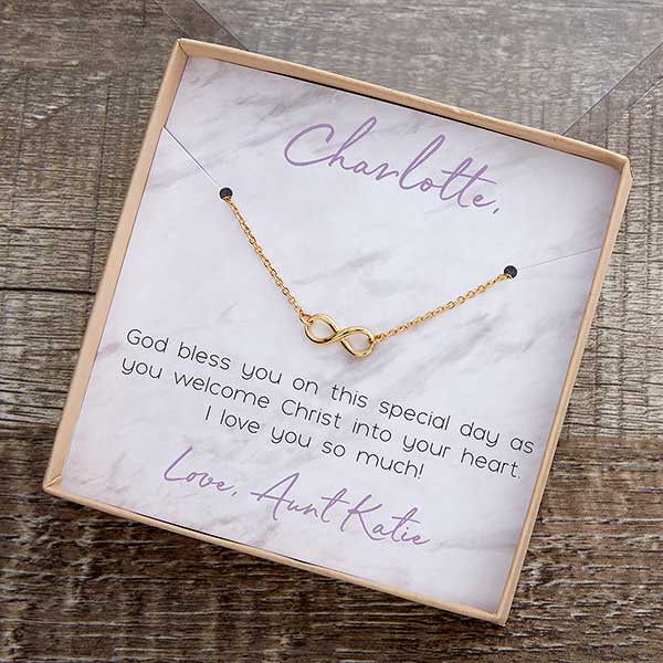 First Communion Necklace With Personalized Display Card - 24119