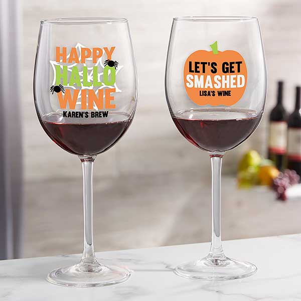 Let s Get Smashed Personalized Halloween Red Wine Glass
