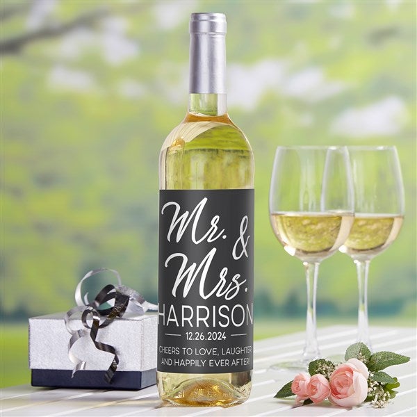 Personalized Wedding Wine Bottle Labels - Stamped Elegance - 24189