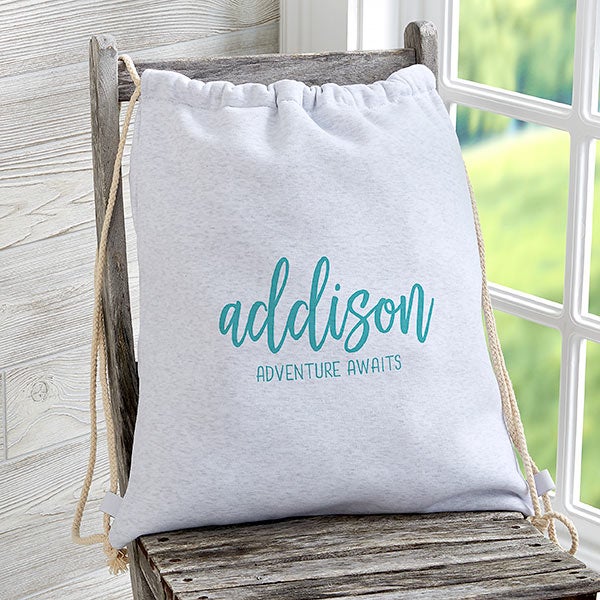 Scripty Style Personalized Sweatshirt Drawstring Bag - 24192