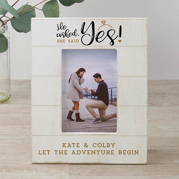 He Asked, She Said Yes Personalized Engagement Picture Frame - 24260