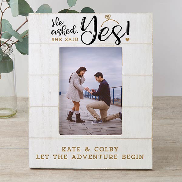 He Asked, She Said Yes Personalized Engagement Picture Frame - 24260