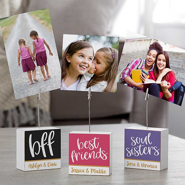 Best Friends Personalized Photo Clip Holder Block - 24264