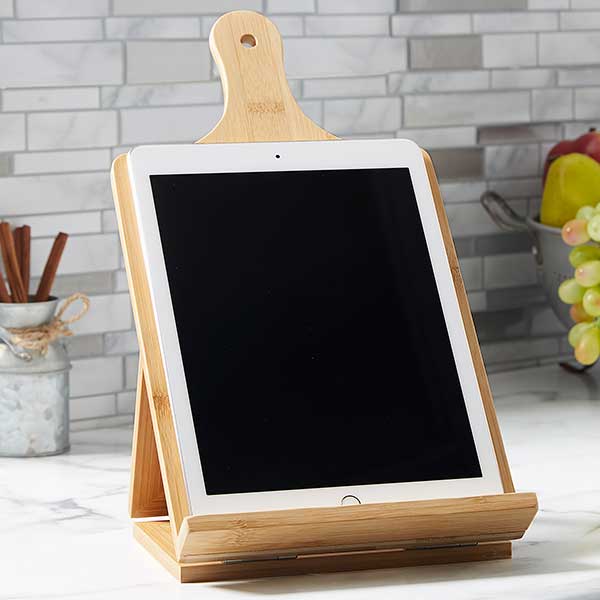Kitchen Talk Personalized Bamboo Cookbook & Tablet Stand