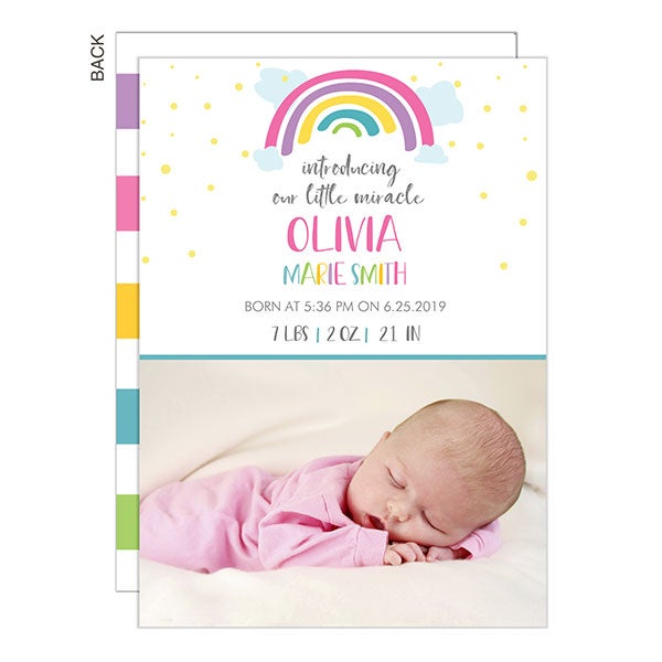 rainbow birth announcements