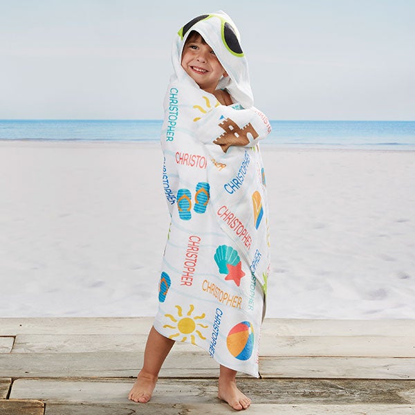 Beach Fun Personalized Kids Hooded Beach & Pool Towel - 24398