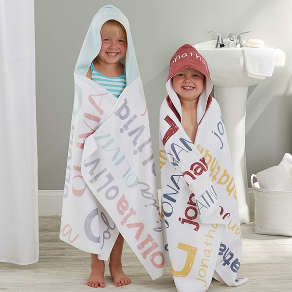Girls Name Personalized Kids Hooded Bath Towel
