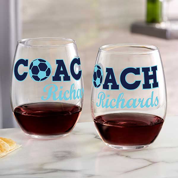 Personalized Coach Wine Glasses - 24469