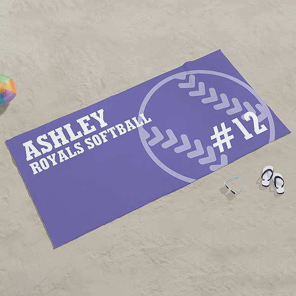 Softball Personalized Beach Towel - 24478