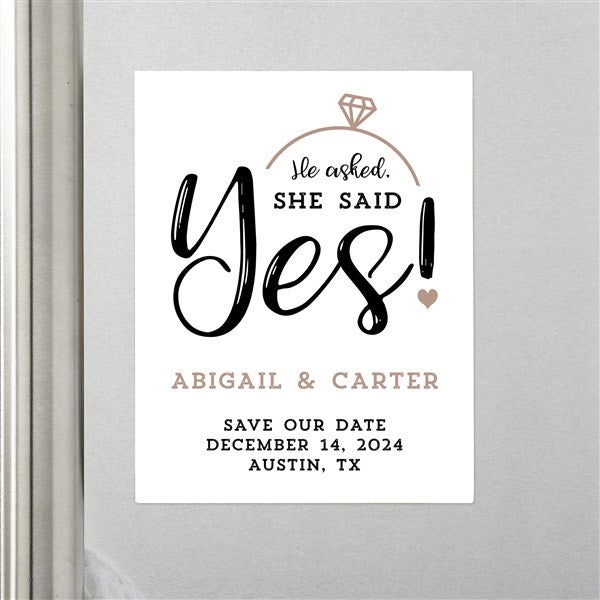 She Said Yes Personalized Wedding Save the Date Cards & Magnets - 24482