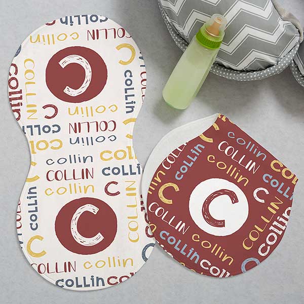 Boys Name Personalized Baby Burp Cloths - Set of 2 - 24495
