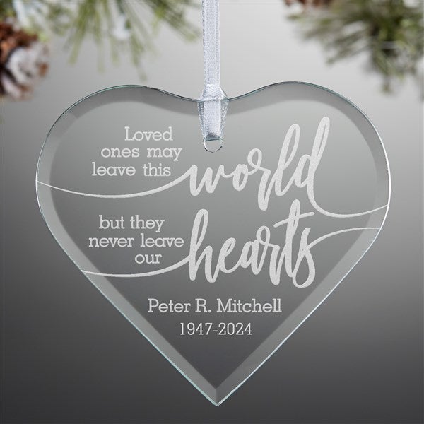 Personalized Glass Heart Memorial Ornament - Never Leave Our Hearts - 24502