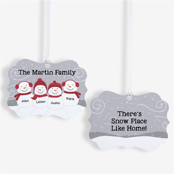 Snowman Family Personalized Metal Ornament - 24510