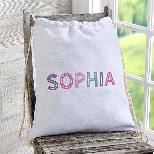 Girl's Colorful Name Personalized Sweatshirt Drawstring Bag - 24525