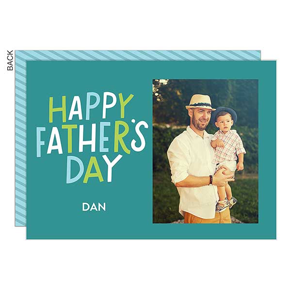 Happy Father's Day Script Personalized Photo Cards - 24542