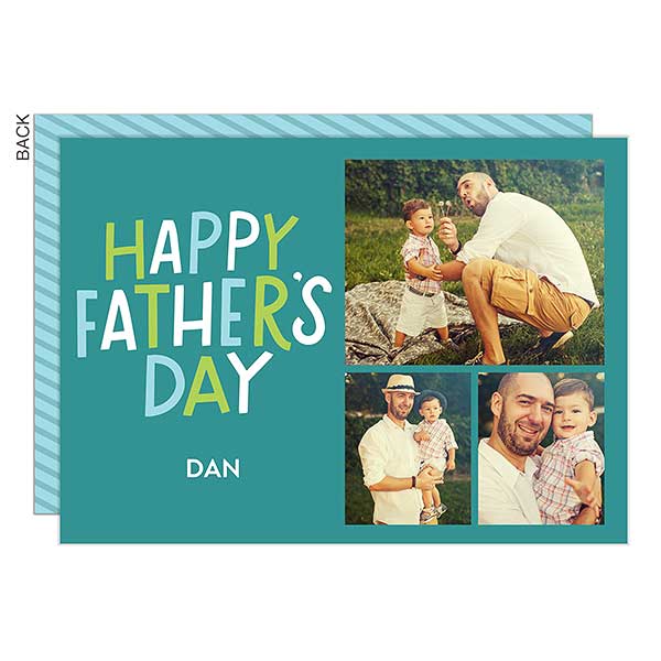 Happy Father's Day Script Personalized Photo Cards - 24542