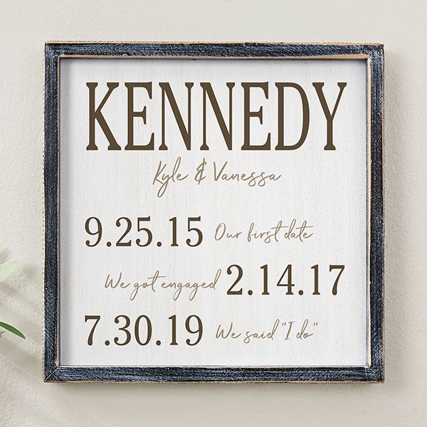 Important Family Dates Sign Personalized Barnwood Frame Wall Art - 24546