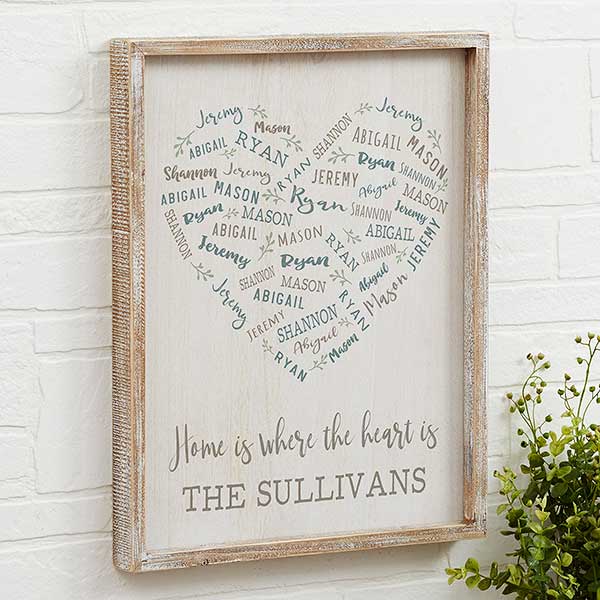 Personalized Wall Art With Names - Rustic Farmhouse Heart - 24548