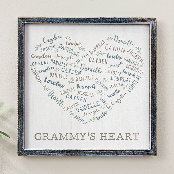 Personalized Wall Art With Names - Rustic Farmhouse Heart - 24548