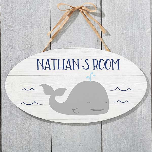Whale Personalized Oval Wood Sign - 24551