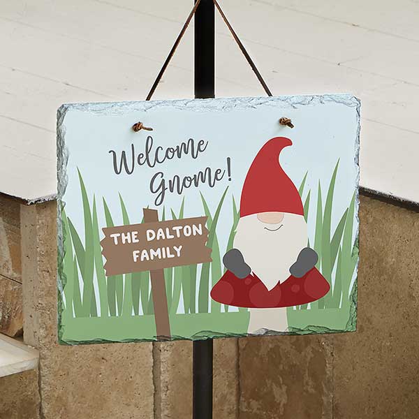 Welcome Gnome Personalized Slate Sign - 24556