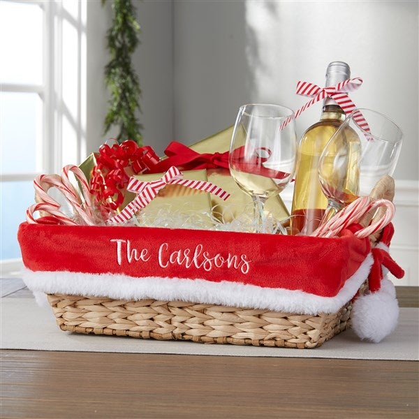 Santa Embroidered Christmas Basket Liner