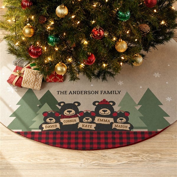 Holiday Bear Family Personalized Christmas Tree Skirt - 24578