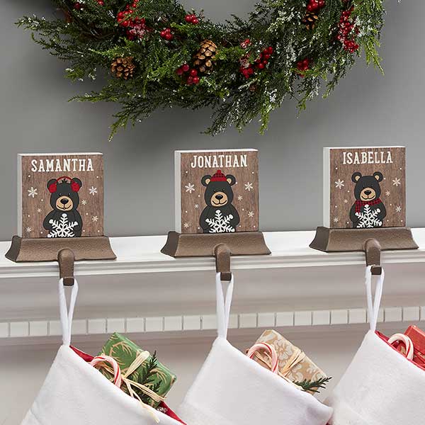 Holiday Bear Family Personalized Stocking Holders - 24581
